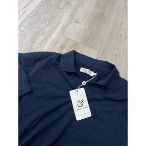 Collars & Co Maranello Cotton And Silk 3 Button Polo Size L Blue